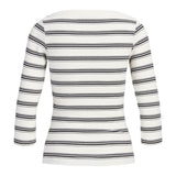 Produktbillede af hvid og sort stribet FIFI boatneck top. Set bagfra. Fra BySofieSønderby