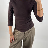 FIFI boatneck top, brun