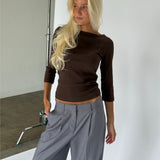 FIFI boatneck top, brun