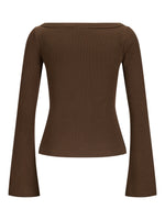 Produktbillede af FIFI boatneck top i brun. Set bagfra. Fra BySofieSønderby