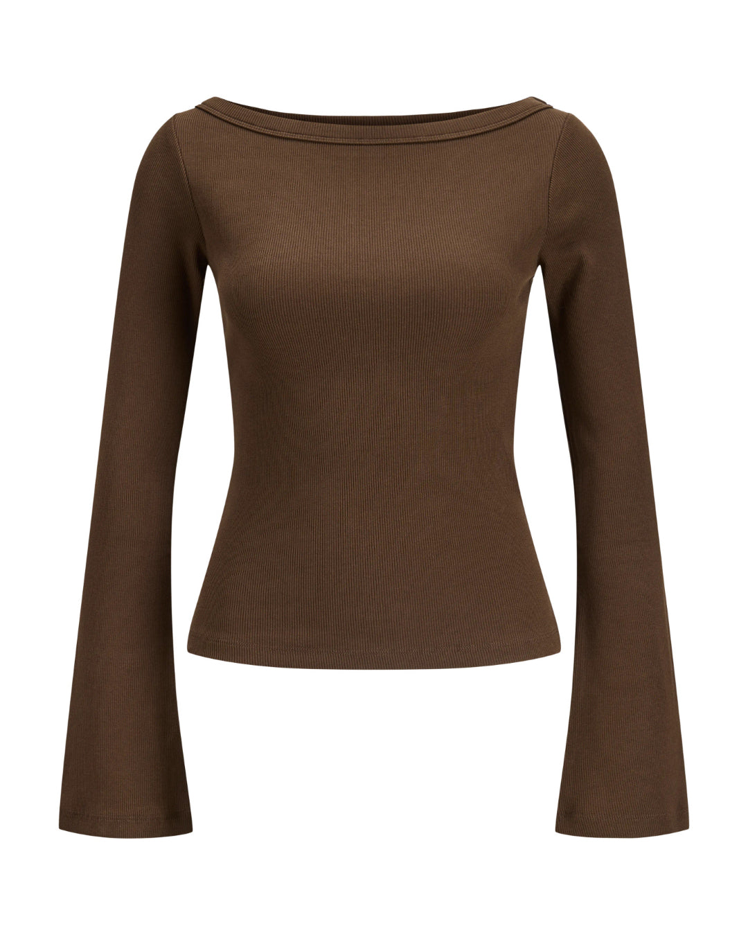 Produktbillede af FIFI boatneck top i brun. Set forfra. Fra BySofieSønderby