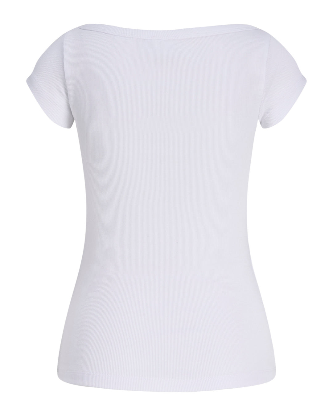 Produktbillede af hvid FIFI boatneck t-shirt med korteærmer. Set bagfra. Fra BySofieSønderby