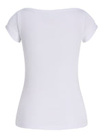 Produktbillede af hvid FIFI boatneck t-shirt med korteærmer. Set bagfra. Fra BySofieSønderby