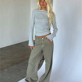 FIFI långärmad boatneck blus, grå