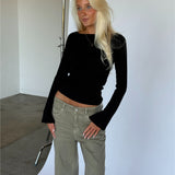 FIFI långärmad boatneck blus, svart