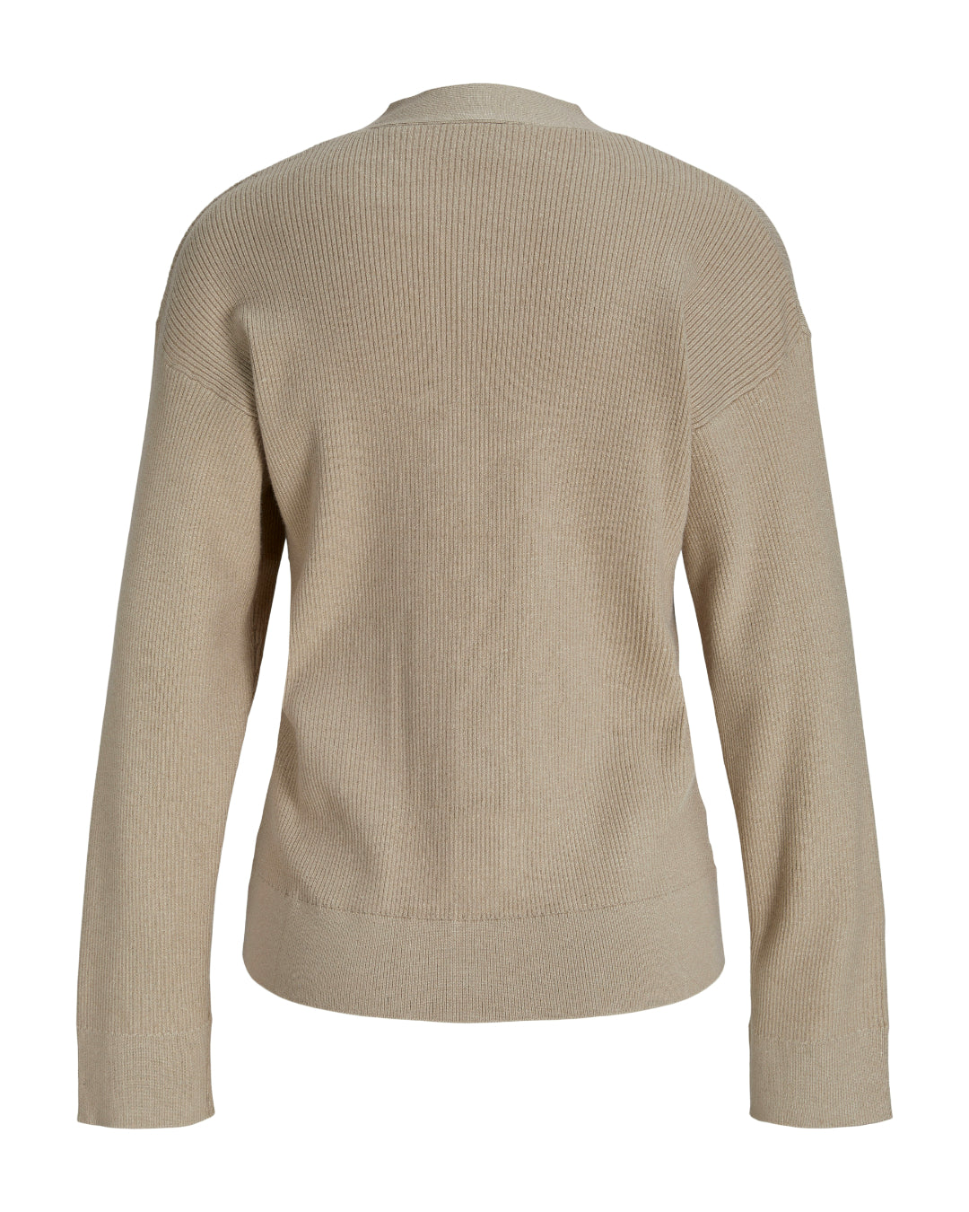Produktfoto af beige Franciska cardigan med knapper. På hvid baggrund. Fra BySofieSønderby