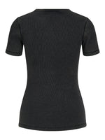 Produktfoto af Frankie t-shirt i vasket sort. På hvid baggrund. Fra by Sofie Sønderby