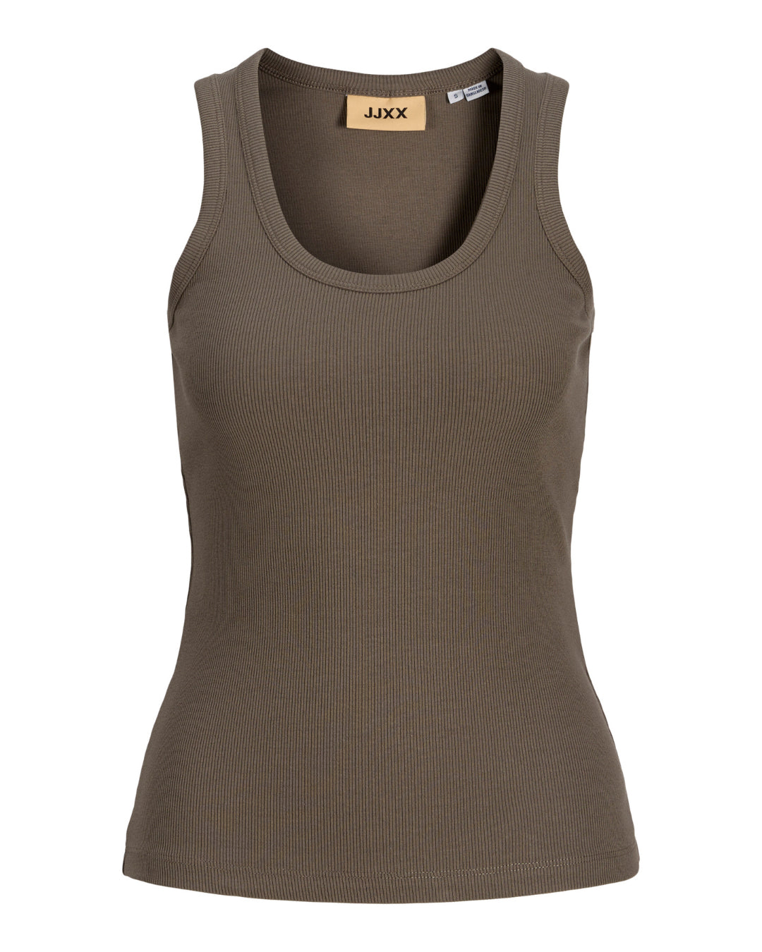 Produktbillede af brun FRIDA top. Set forfra. Fra BySofieSønderby