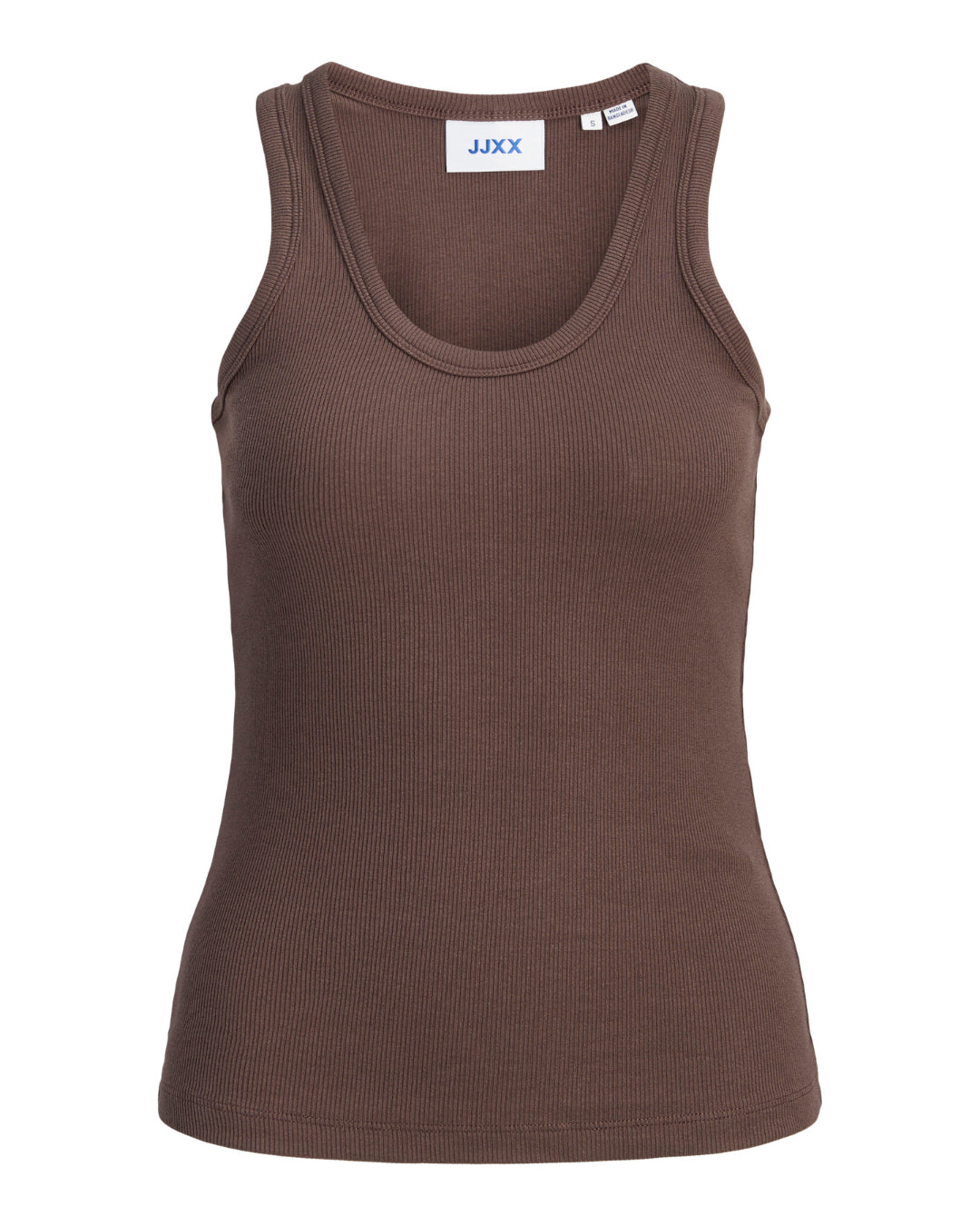 Produktbillede af brun FRIDA top. Set forfra. Fra BySofieSønderby