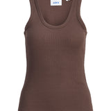 Produktbillede af brun FRIDA top. Set forfra. Fra BySofieSønderby