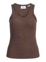Produktbillede af brun FRIDA top. Set forfra. Fra BySofieSønderby