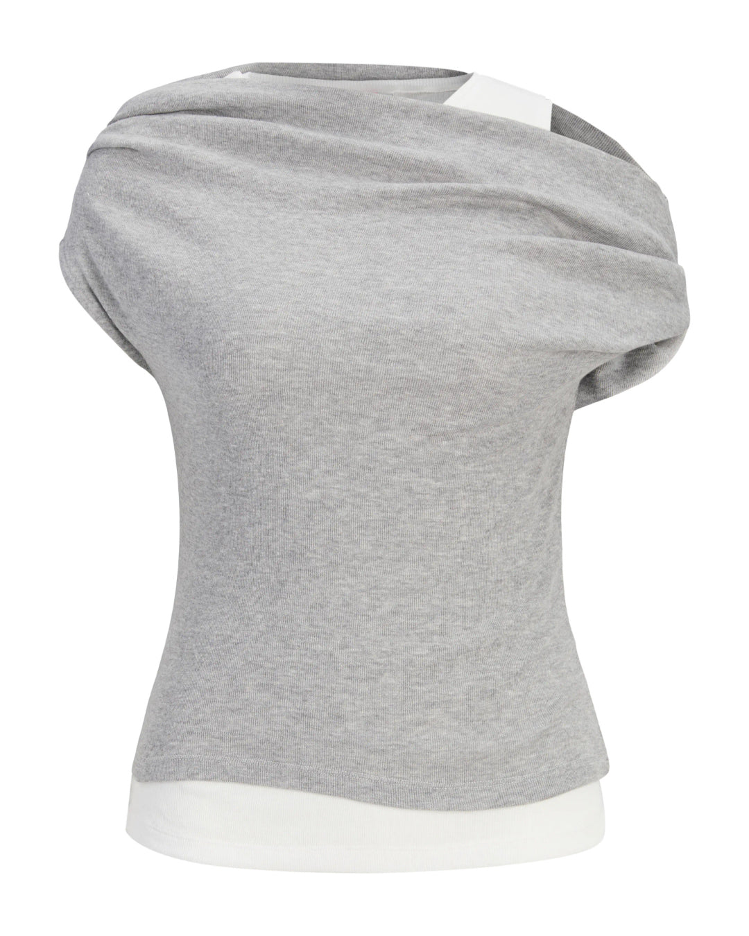 Produktbillede af grå Henna off-shoulder top. Set forfra. Fra BySofieSønderby