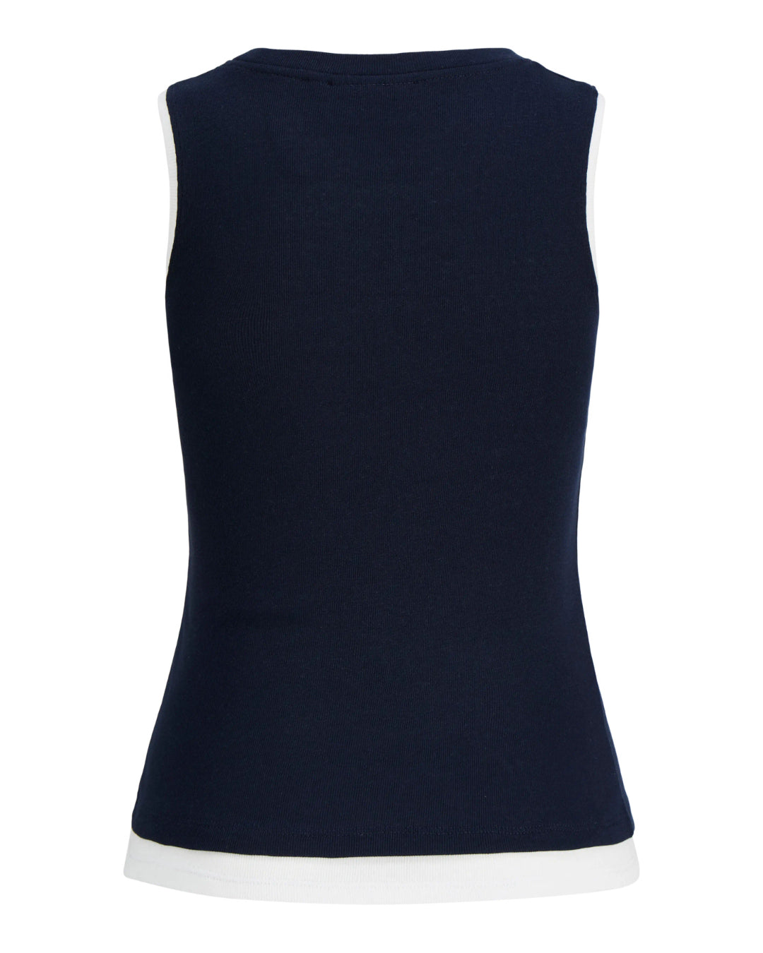 Produktbillede af navy Henna top. Set bagfra. Fra BySofieSønderby