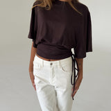 RITA kortärmad blus, brun