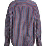 Produktbillede af bordeaux blå JAMIE skjorte set fra ryggen. Fra BySofieSønderby