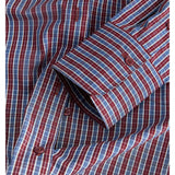 Detaljebillede af bordeaux blå JAMIE skjorte. Fra BySofieSønderby