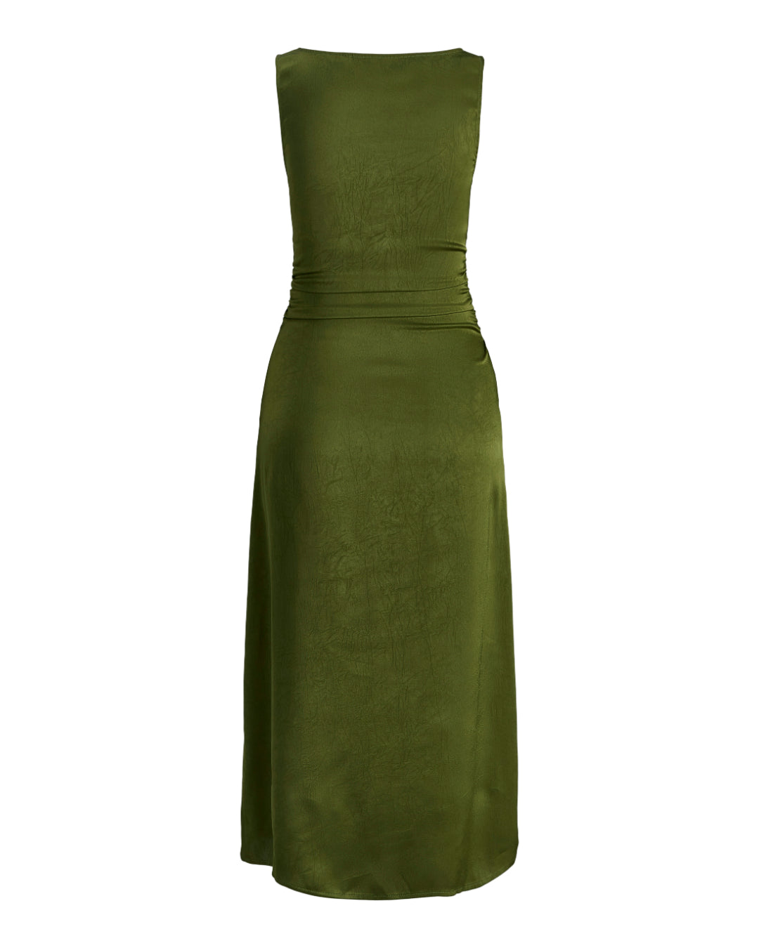 Produktbillede af grøn JANE kjole. Set bagfra. BySofieSønderby.