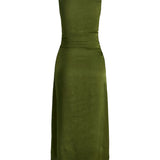 Produktbillede af grøn JANE kjole. Set bagfra. BySofieSønderby.