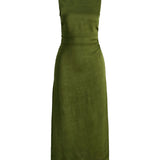 Produktbillede af grøn JANE kjole. Set forfra. BySofieSønderby.