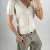 KELLY kortärmad cardigan, beige