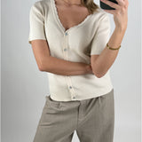 KELLY kortärmad cardigan, beige