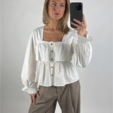 KHLOE volangblus, vit