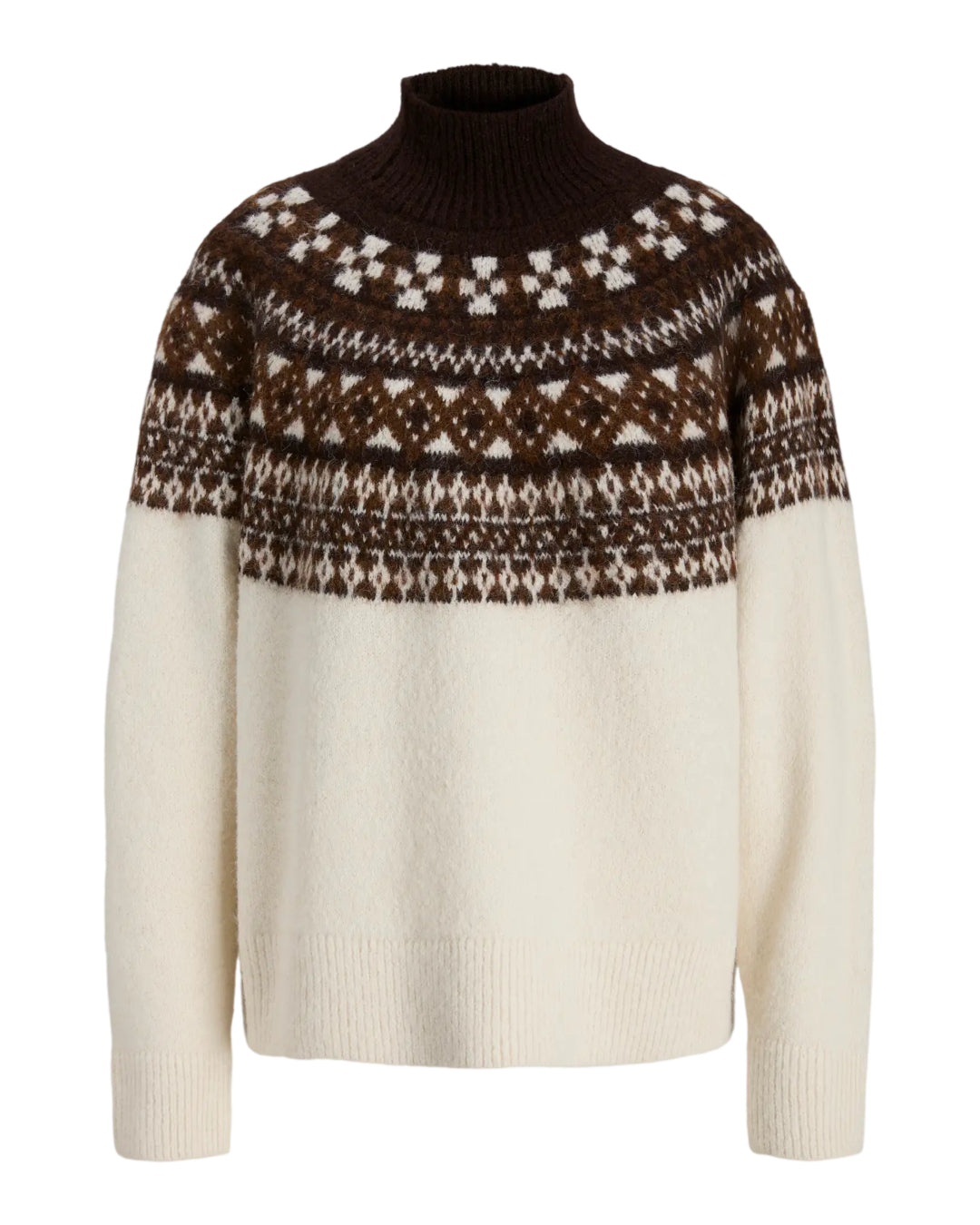 Produktbillede af hvid KRISTIN striktrøje. Set forfra. Fra BySofieSønderby.