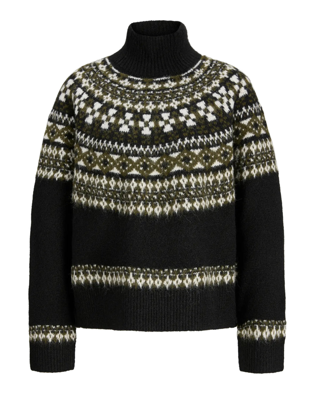 Produktbillede af sort KRISTIN striktrøje. Set forfra. Fra BySofieSønderby.