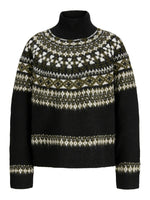 Produktbillede af sort KRISTIN striktrøje. Set forfra. Fra BySofieSønderby.