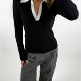 LIDYA polo bluse, sort