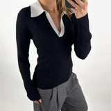 LIDYA polo bluse, sort