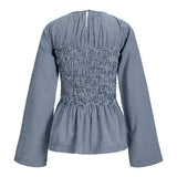 Produktbillede af blå LINA top. Set bagfra. Fra BySofieSønderby