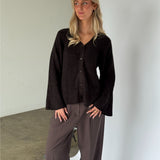 LUCY långärmad sticka cardigan, brun