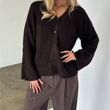 LUCY långärmad sticka cardigan, brun