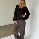 LUCY långärmad sticka cardigan, brun