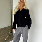 LUCY långärmad sticka cardigan, navy
