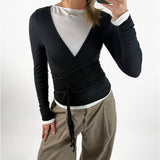 LUNA wrap blus, svart