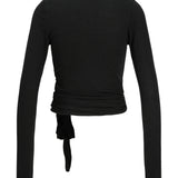 LUNA wrap blus, svart