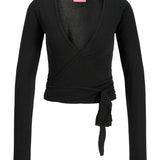 LUNA wrap blus, svart