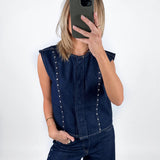 MAE denim top, mørkeblå