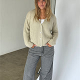 MEGAN sticka cardigan, beige
