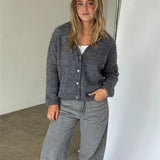 MEGAN sticka cardigan, grå