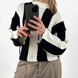 MENAKA sticka randig, svart/vit