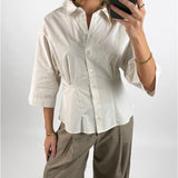 MERLE waisted skjorte, creme