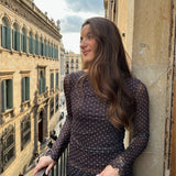 MINNA mesh bluse, brun