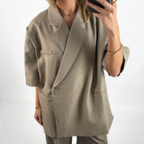 MINNIE oversized kortärmad blazer, beige
