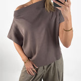 MONA one shoulder top, brun