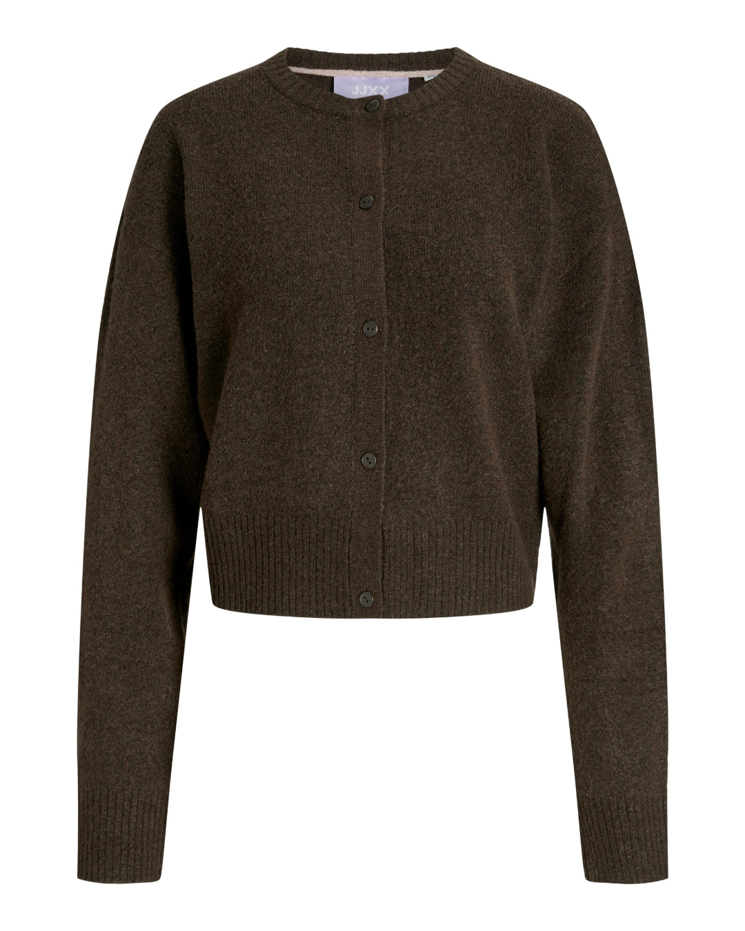 Produktfoto af brun NATALIE strikcardigan. Set forfra. Fra BySofieSønderby