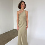 NAT one shoulder klänning, grön