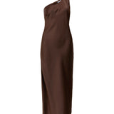 NAT one shoulder klänning, brun